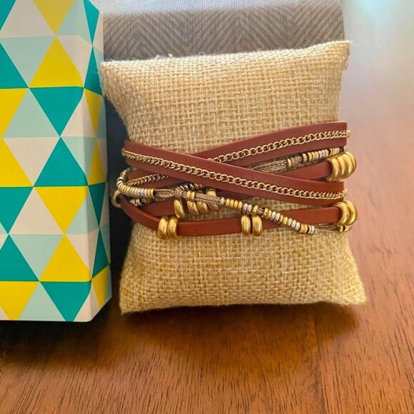 💜 Stella & Dot Maize Leather Wrap Bracelet - Picture 5 of 6